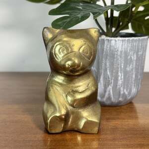 Vintage OLEE Brass Cat Figurine Statue Made in India 3" Tall Decorative Pet